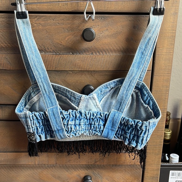 Maximum energy denim fringe skirt and top - Picture 3 of 5